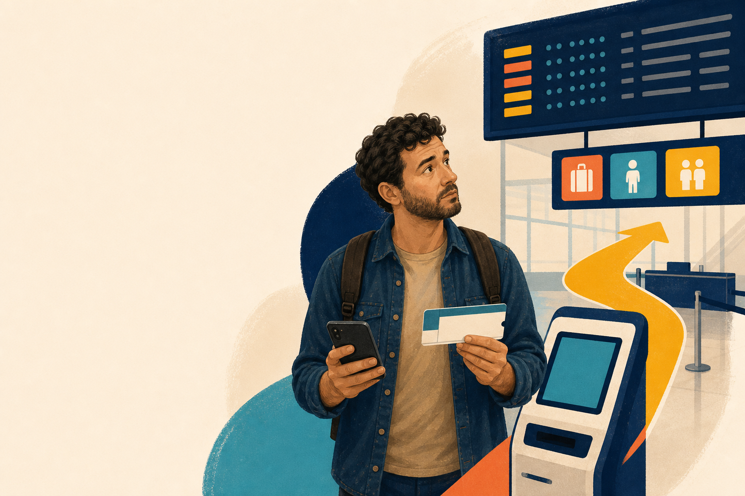 Pessoa conferindo o check-in e o embarque